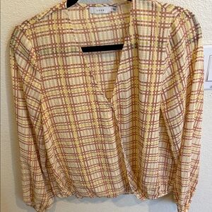 Lush Yellow and Brown Plaid Blouse